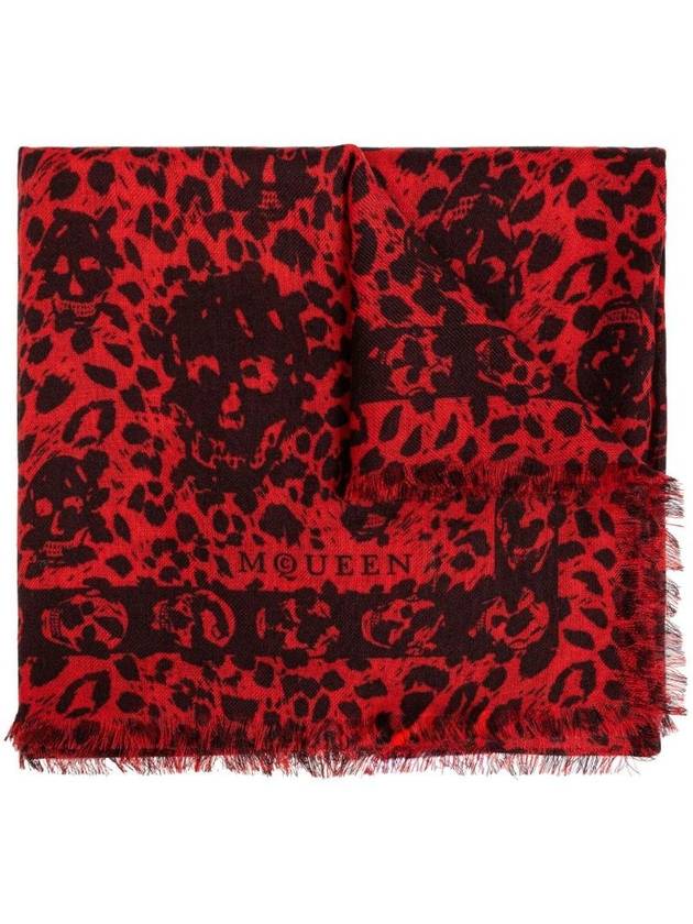 Leopard Skull Muffler Red - ALEXANDER MCQUEEN - BALAAN 1