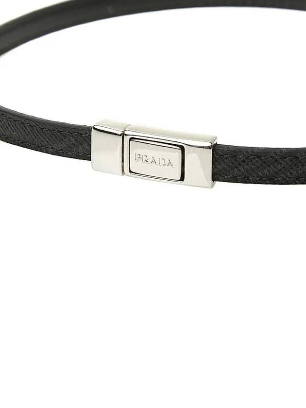 Triangle Logo Saffiano Logo Bracelet Black - PRADA - BALAAN 7