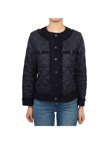 Ferro Short Quilted Fringing Jacket Navy - MAX MARA - BALAAN 1