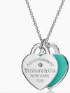 Double Heart Pendant Diamond Necklace Blue Silver - TIFFANY & CO. - BALAAN 3