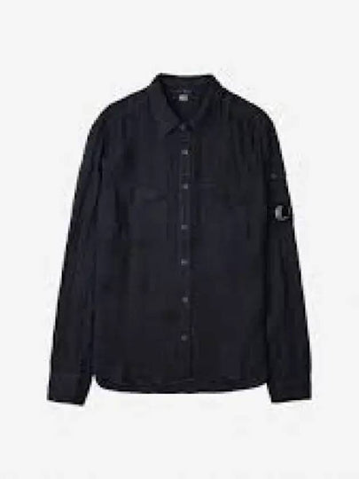 Organic Gabardine Buttoned Lens Long Slevee Shirt Black - CP COMPANY - BALAAN 2