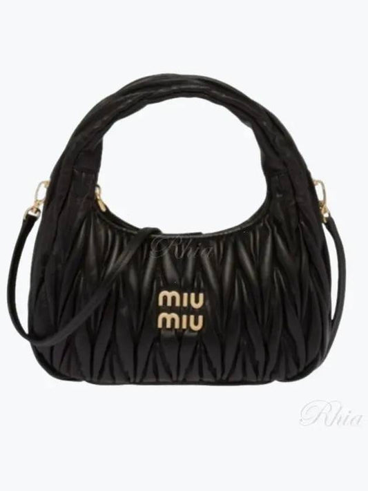 Wander Matelasse Nappa Leather Mini Hobo Tote Bag Black - MIU MIU - BALAAN 2