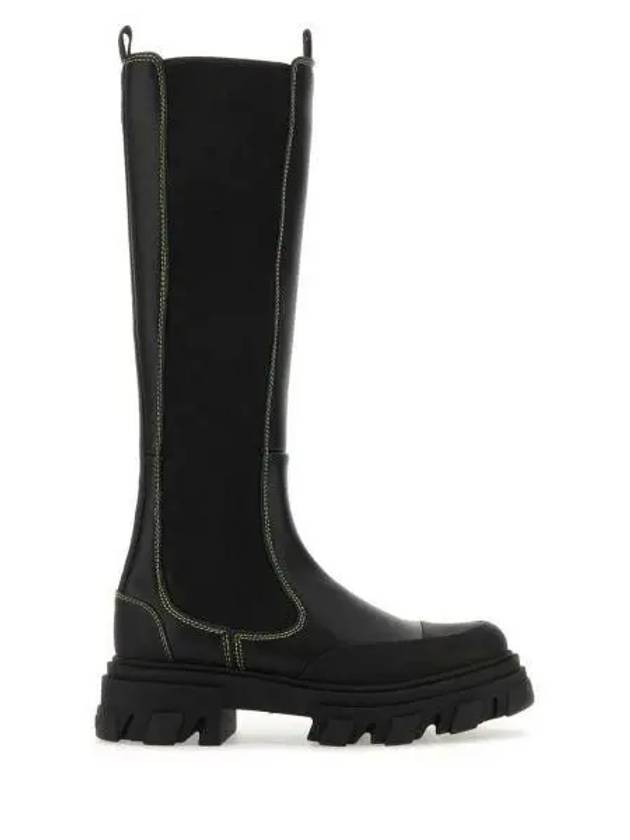 Combat Contrast Stitch Long Boots Black - GANNI - BALAAN 2