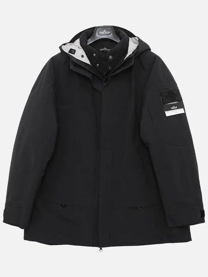 Men's Cocoon Logo Patch Parka Black - STONE ISLAND - BALAAN 2