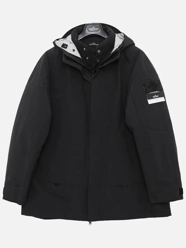 Men's Cocoon Logo Patch Parka Black - STONE ISLAND - BALAAN 4