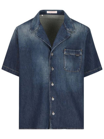 Garavani Denim Short Sleeve Shirt Blue - VALENTINO - BALAAN 1