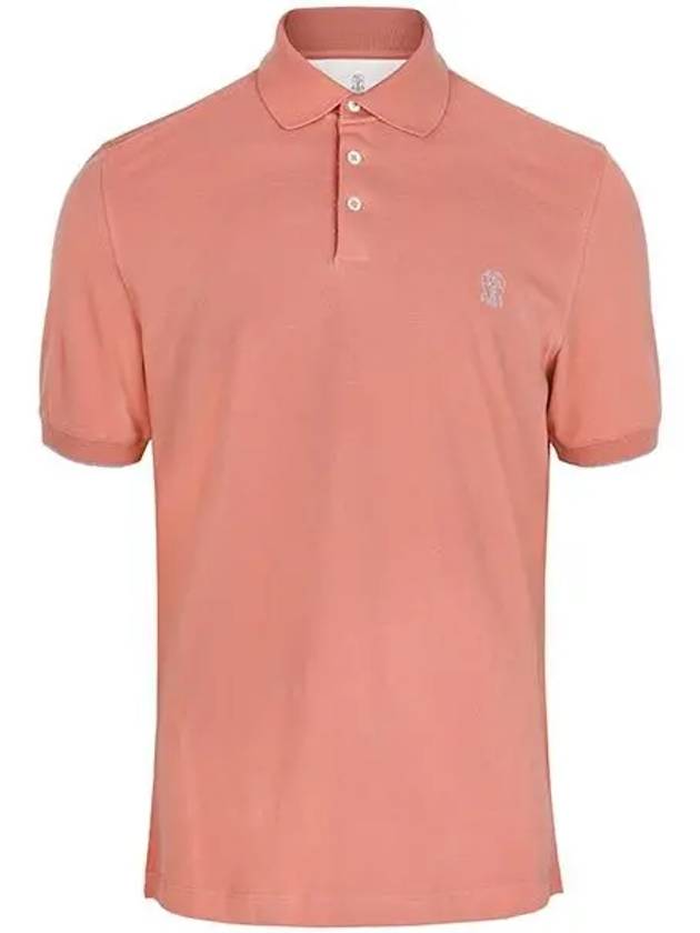 Logo Short Sleeve Polo Shirt Peach Pink - BRUNELLO CUCINELLI - BALAAN 5