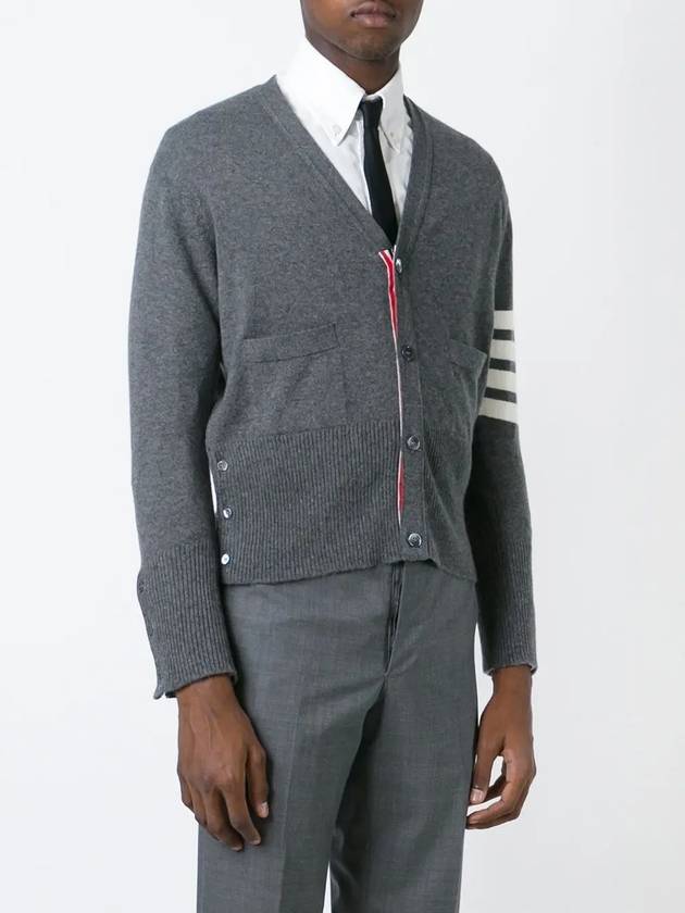 Men's Diagonal Classic Cashmere Cardigan Mid Grey - THOM BROWNE - BALAAN 4