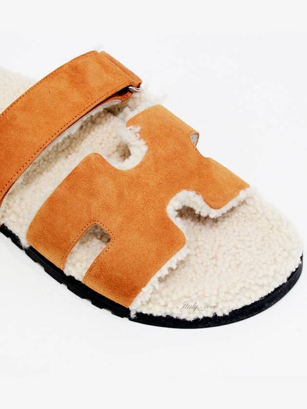 Chypre Shearling Sandals Beige - HERMES - BALAAN 7