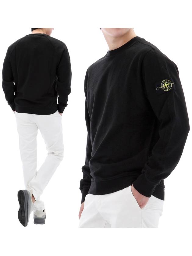 Garment Dyed Malfile Crewneck Sweatshirt Black - STONE ISLAND - BALAAN 2