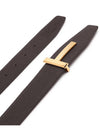 Gold Soft Grain Leather T Icon Belt Brown Black - TOM FORD - BALAAN 6