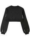 Logo Print Crop Cotton Sweatshirt Black - MIU MIU - BALAAN 3