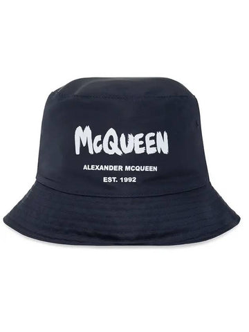 Graffiti Logo Bucket Hat Navy - ALEXANDER MCQUEEN - BALAAN 1