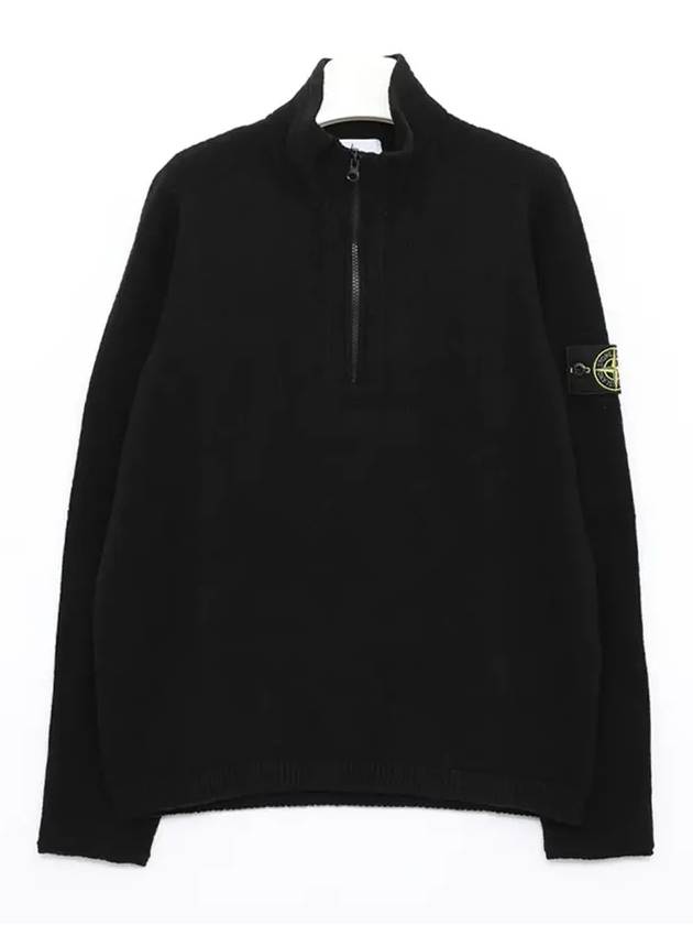 Wappen Patch Lambswool Half-Zip Knit Top Black - STONE ISLAND - BALAAN 3