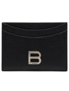 Silver B Logo Hourglass Two Stage Card Wallet Black - BALENCIAGA - BALAAN 1