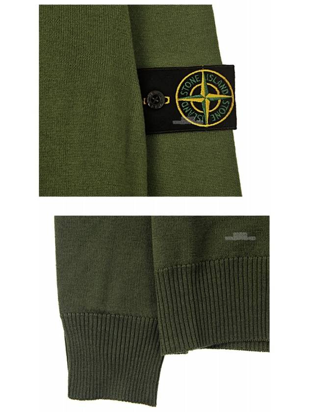 Men's Wappen Patch Crew Neck Wool Knit Top Dark Green - STONE ISLAND - BALAAN 7