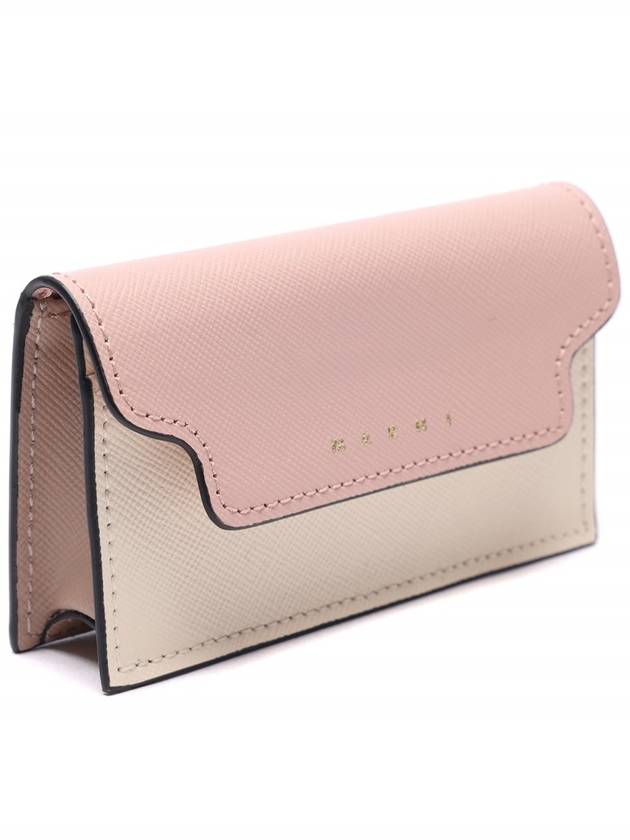 Logo Color Block Saffiano Card Wallet Pink - MARNI - BALAAN 4