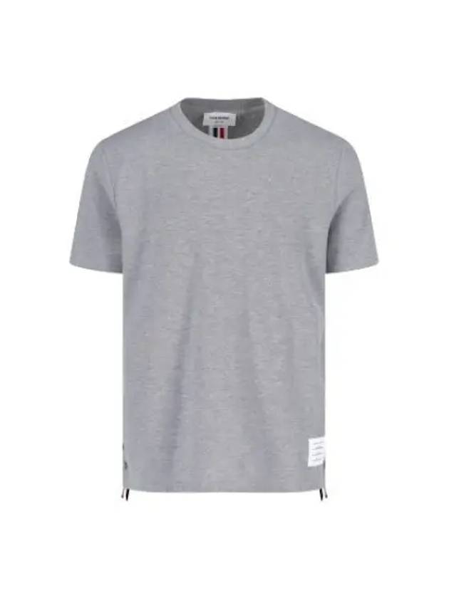 Men's Center Back Striped Short Sleeve T-Shirt Light Grey - THOM BROWNE - BALAAN 2