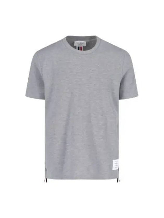 Men's Center Back Striped Short Sleeve T-Shirt Light Grey - THOM BROWNE - BALAAN 2