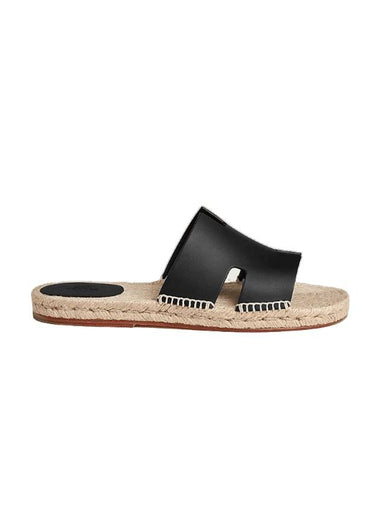 Antigua Espadrille Sandals Noir - HERMES - BALAAN 1