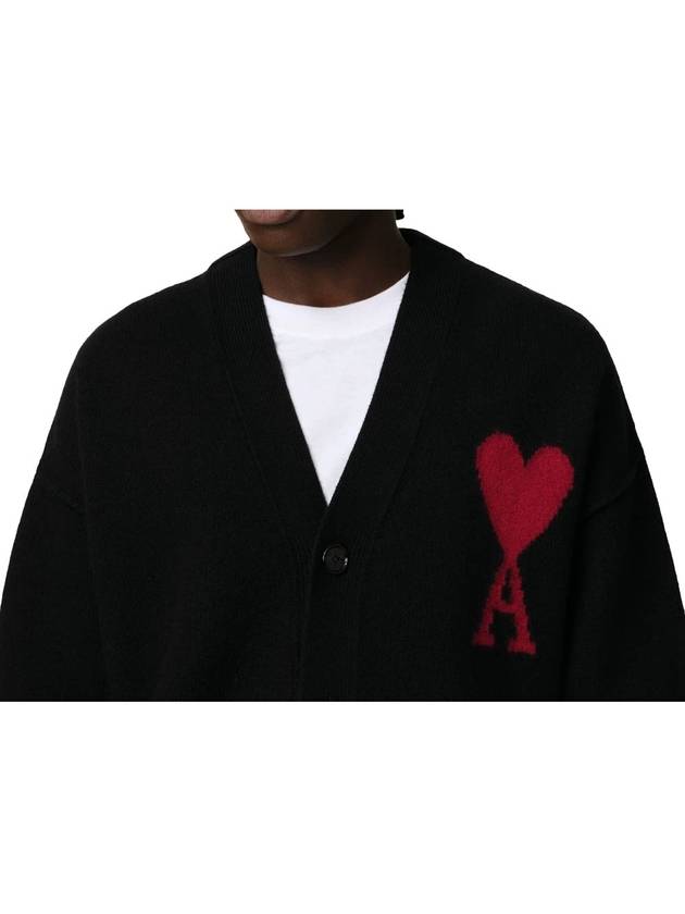 De Coeur Logo Wool Cardigan Black - AMI - BALAAN 6