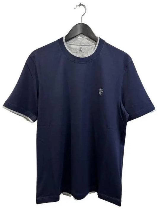 Crew Neck Cotton Short Seeve T-shirt Navy - BRUNELLO CUCINELLI - BALAAN 2