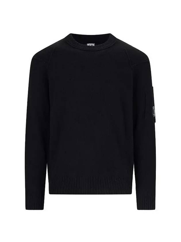 Lambswool GRS Crew Neck Knit Top Black - CP COMPANY - BALAAN 4