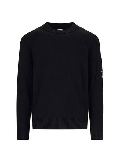 Lambswool GRS Crew Neck Knit Top Black - CP COMPANY - BALAAN 2