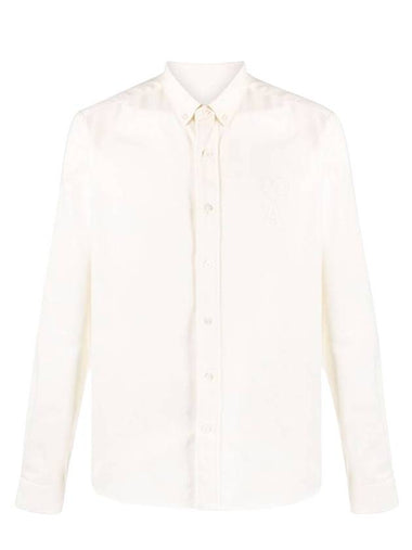 Heart Logo Patch Oxford Long Sleeve Shirt White - AMI - BALAAN 1