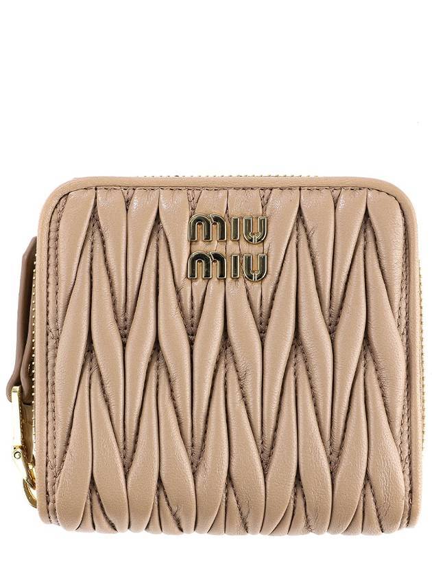 Matelasse Logo Zip Around Half Wallet Cameo - MIU MIU - BALAAN 1