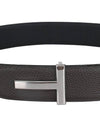 Sliver Soft Grain Leather T Icon Belt Brown Black - TOM FORD - BALAAN 8