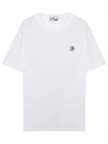 Pisato effect logo patch t shirt short sleeve men s - STONE ISLAND - BALAAN 1