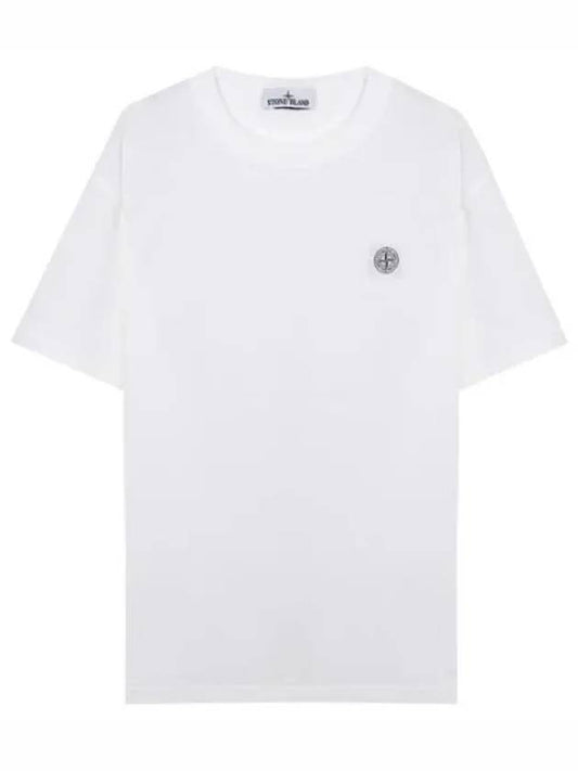 Pisato effect logo patch t shirt short sleeve men s - STONE ISLAND - BALAAN 1