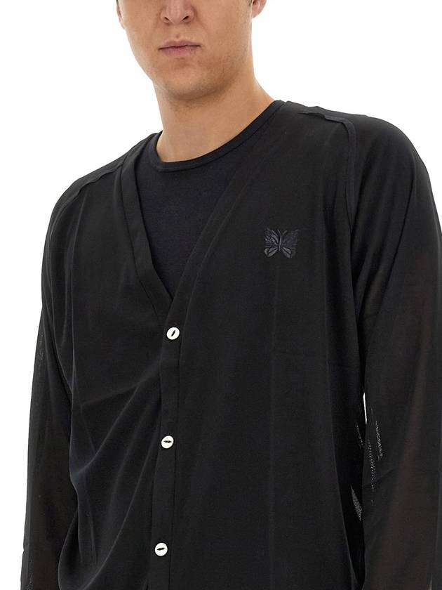 Man's Poly Mesh V-Neck Cardigan Black - NEEDLES - BALAAN 5