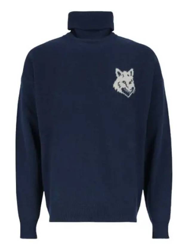 Fox Head Intarsia Comfort Turtleneck Ink Blue - MAISON KITSUNE - BALAAN 2