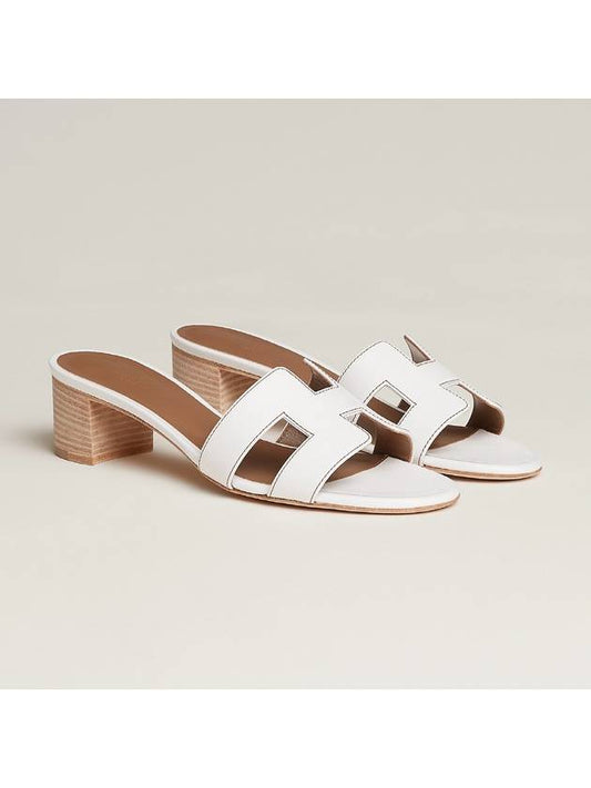 Oasis Calfskin Slipper Heels Blanc - HERMES - BALAAN 2