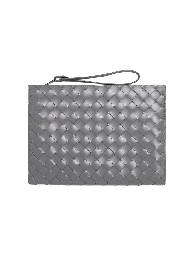 Intrecciato Brushed Strap Clutch Bag Light Gray - BOTTEGA VENETA - BALAAN 1