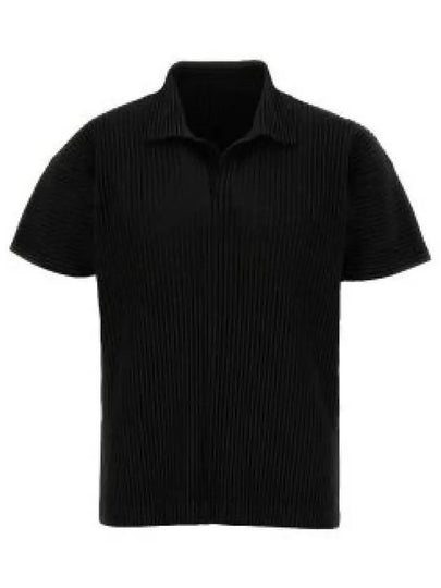 Pleated Polo Shirt Black - ISSEY MIYAKE - BALAAN 2