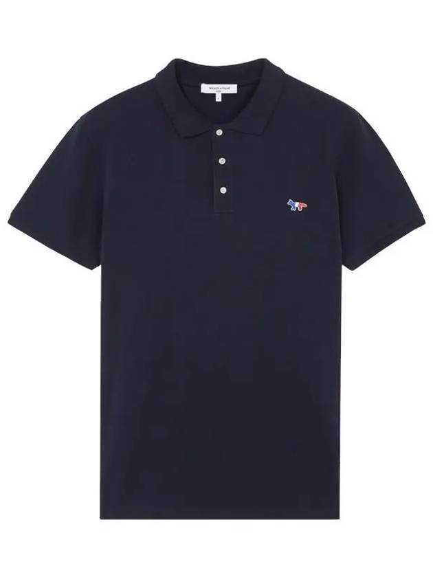 Tricolor Fox Patch Short Sleeve Polo Shirt Navy - MAISON KITSUNE - BALAAN 2