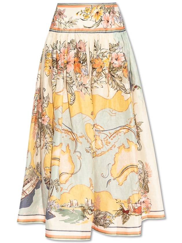 Zimmermann Linen Skirt With Print, Women's, Multicolour - ZIMMERMANN - BALAAN 1