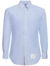 Men's Logo Patch Classic Cotton Long-Sleeved Shirt White Light Blue - THOM BROWNE - BALAAN 2