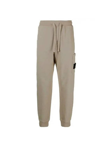 Garment Dying Cotton Fleece Track Pants Beige - STONE ISLAND - BALAAN 1