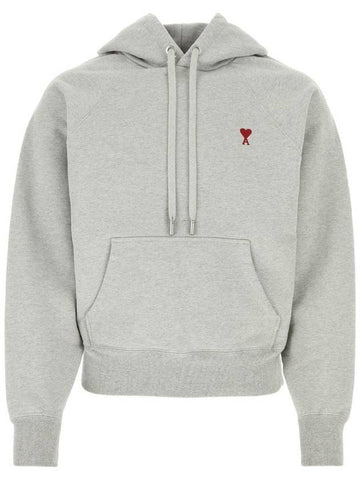 Small Heart Logo Hoodie Heather Ash Grey - AMI - BALAAN 1