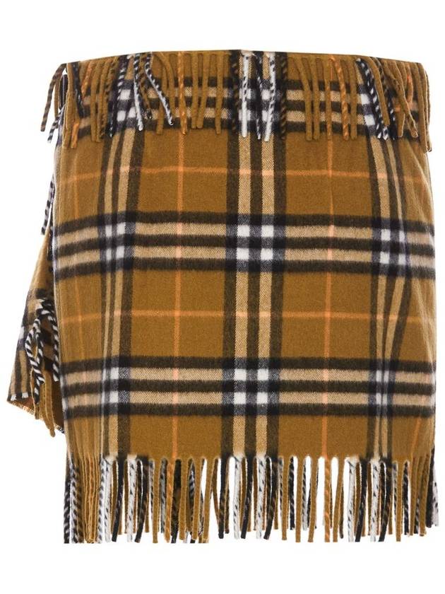 Check Wool Cashmere A-Line Skirt Oxide - BURBERRY - BALAAN 3