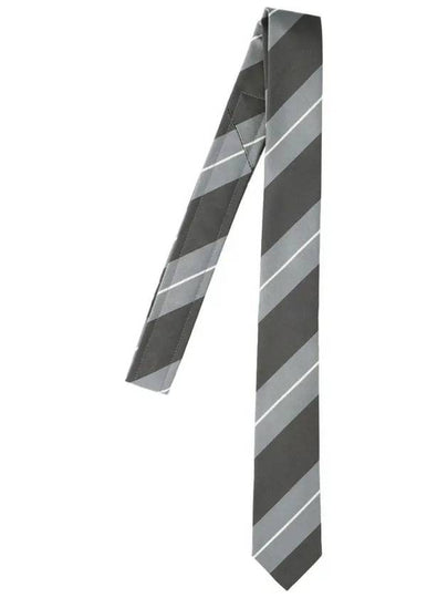 Diagonal Stripe Pattern Tie Grey - THOM BROWNE - BALAAN 2