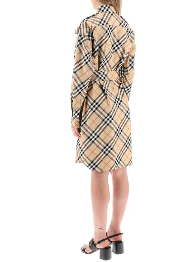 Check Cotton Shirt Midi Dress Beige - BURBERRY - BALAAN 4