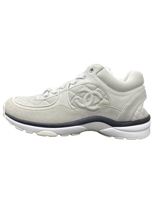 CC logo fabric suede low-top sneakers light Grey - CHANEL - BALAAN 2