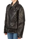 Leather Biker Jacket Black - GUCCI - BALAAN 4