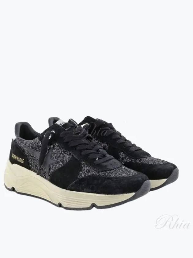 Women's Running Sole Glitter Leather Low Top Sneakers Black - GOLDEN GOOSE - BALAAN 2