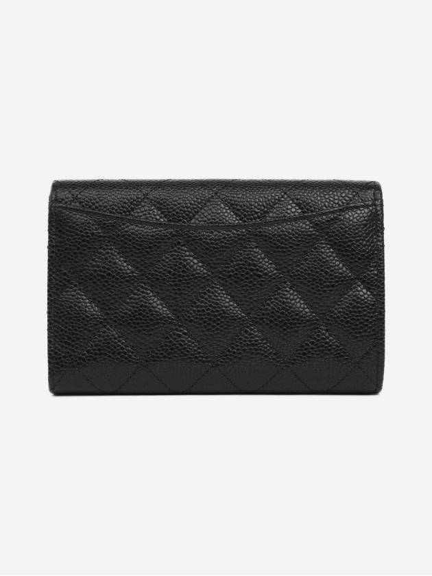 Classic Flap Wallet Grained Calfskin & Silver Black - CHANEL - BALAAN 4